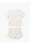 Floral Cotton Short Sleeve Crew Neck Shorts Pajama Set - 4