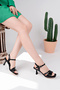 Talia Model Stone Buckle Detailed Ankle Strap Black Women's Thin Heeled Daily Open Shoes - 2