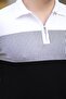 Black Color Blocked Polo Neck Knitwear Men's T-Shirt E7409 - 4