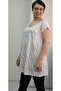 Cream Ecru Print Whole Size Low Sleeve Knitted T-Shirt - 5