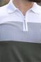 Khaki Color Blocked Polo Neck Knitwear Men's T-Shirt E7409 - 4