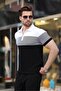 Black Color Blocked Polo Neck Knitwear Men's T-Shirt E7409