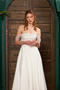White Plated Lace Detailed Midi Length Low Sleeve Engagement and Evening Dress - 2