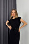 Black Padded Slit Dress - 6