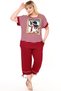 Round Neck, Lace Shoulder Back, Striped and Printed Blouse, Waist and Leg Elastic, Pocket Trousers Set