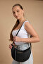 Santorini Women's Oval Black Shoulder Bag with Zipper Lock and Adjustable Strap Pocket Compartment - 5