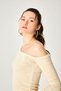Cream Color Camisole Asymmetrical Collar Long Sleeve Blouse - 3