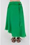 Asymmetric Cut Tassel Detailed Italian Linen Skirt - 2