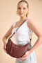 Santorini Women's Oval Claret Red Shoulder Bag with Zipper Lock and Adjustable Strap Pocket Compartment - 4