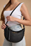 Santorini Women's Oval Black Shoulder Bag with Zipper Lock and Adjustable Strap Pocket Compartment - 3