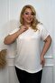 Plus Size New Season Comfort Model Crew Neck Short Sleeve Combed Cotton Tunic T-Shirt - 5