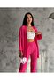 Women's Kimono Crinkle Jacket Trousers Suit - 3