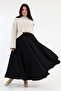 Hijab Skirt Black Scuba Fully Flared Elastic Waist Long - 3