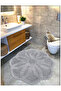 Cotton Tufted Water Absorbent Bath Mat, Bathroom Rug Lotus 120 X 120 cm Gray