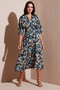 Regular Fit V-Neck Patterned Midi Length Dress Dress 67810573 - 2