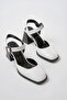 Inf-40450 White Patent Leather Daily Open Back Heeled Shoes - 2