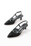 K-607 Black Daily Mesh Open Back 7 cm Heeled Shoes - 3