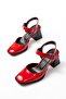 Inf-40450 Red Patent Leather Daily Open Back Heeled Shoes - 5