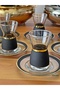 12 Piece 6-Person Blackline Real Gilded (Shiny) Tea Set, Tea Set, Gift, Dowry Set - 2