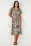 Standard Fit V-Neck Patterned Midi Dress with Tie Detail Dress 6788624 - 5