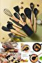 Silicone Serving Tongs Set with Bamboo Handle - 12 Pieces Purple - 5