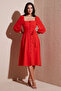 Regular Fit Square Neck Button Midi Length Dress Dress 67810197 - 2