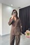 Coffee Double Breasted Slim Jacket Pants Suit - 2