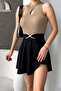 Women's Stretchy Knitwear Fabric Stand Collar Drop Low-Cut Design Mink Blouse 0285