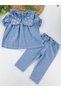 Baby Girl / Child Sweat Pants Double Set Denim Look Flower Embroidery Embroidered Premium Quality