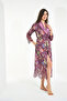 Sleeveless Skirt Ruched Satin Bamboo Cotton Dressing Gown - 3