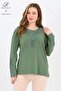 Women's Middle Age and Above Viscose Madolyon Pattern Stone Embroidered Lycra Green Mother Combed Cotton Blouse