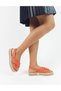 Orange Color Cross Banded Straw Knitwear Women's Black Sandals - 3