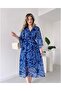 Women's Patterned Color Double Breasted Neckline Chiffon Dress