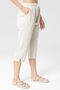 Women's Beige Relaxed Cut Cotton Capri - Linen, High Waist, Slit Monaha - 6