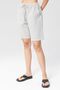 Women's Light Gray Relaxed Cut Cotton Shorts - Linen, High Waist, Elastic Waist Monaha - 3
