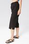 Women's Black Relaxed Cut Cotton Capri - Linen, High Waist, Slit Monaha - 6