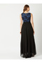 Lace Yoke Sleeveless A-Line Maxi Dress - 3