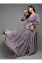 Floral Print Balloon Sleeve A-Line Maxi Dress - 5
