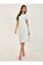 Tweed Puff Sleeves Sheath Knee-Length Dress - 2