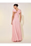 Solid Flower Corsage A-Line Maxi Dress - 5