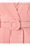 Pleated 3/4th Sleeves A-Line Midi Dress - 4