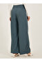 Solid Twill Pleated Wide Leg Pants with Cross Waistband - 4
