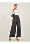 Pleated Wide Leg Pants with Double Buttoned Waistband