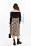 MADONNA COLLAR Camisole BLUZ، بدلة تنورة من جلد الغزال بنمط الفهد - 3