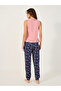 Solid Ruffled Detail Tank Top and Bow Print Cuffed Pyjama Set - 4