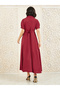 Solid Cuban Collar A-Line Shirt Maxi Dress - 4