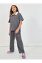 Embroidered Short Sleeve Polo T-Shirt and Wide Leg Pintuck Joggers Co-Ords