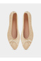 Textured Slip-On Bow Detail Ballerina Shoes - 6