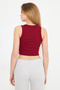 Burgundy Halter Neck Camisole Crop Tank Top - 3