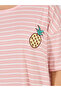 Pineapple Patch Detail Striped Sleep T-Shirt Dress - 3